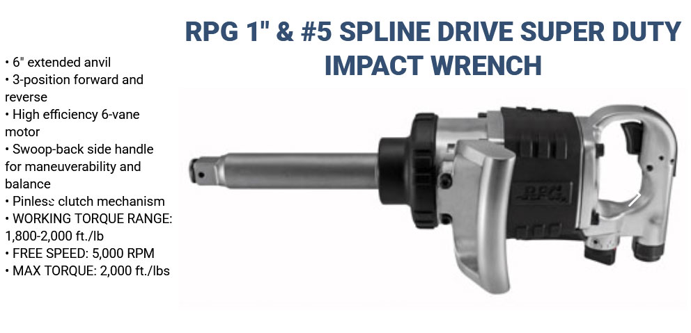 RPG 1 inch and #5 spline drive super duty impact wrench