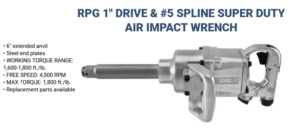 RPG 1 inch drive and #5 spline super duty air impact wrench
