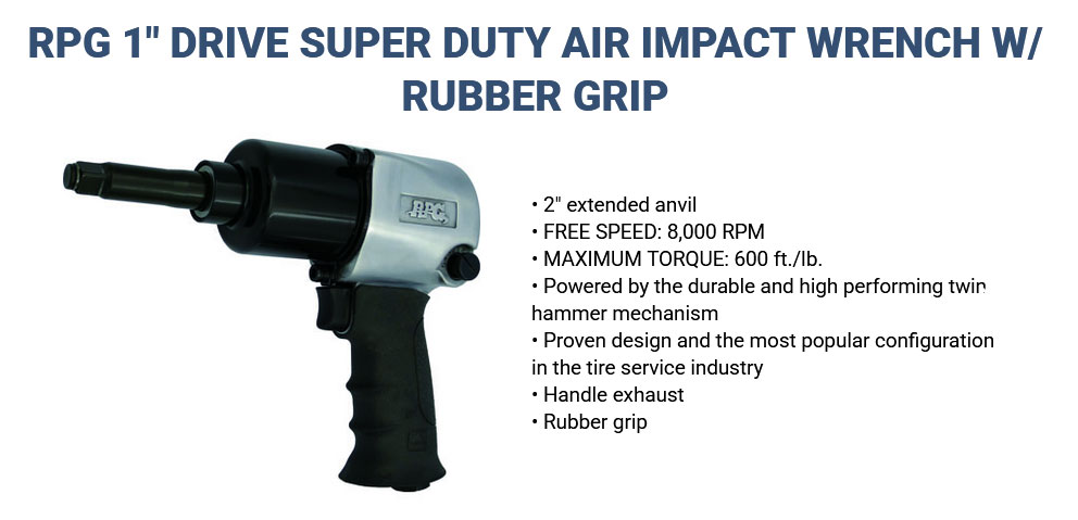 RPG 1 inch drive super duty air impact wrench with rubber grip